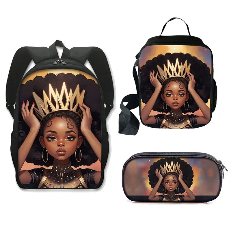 Afro Girl School Backpack Set